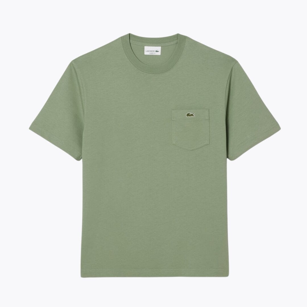 Lacoste Baumwoll-T-Shirt mit Brusttasche Kleiderkunst Grün S 
